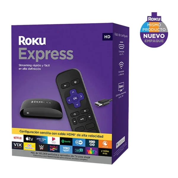 Convertidor a smart TV Roku Express HD + control remoto + cable HDMI alta velocidad - Imagen 2